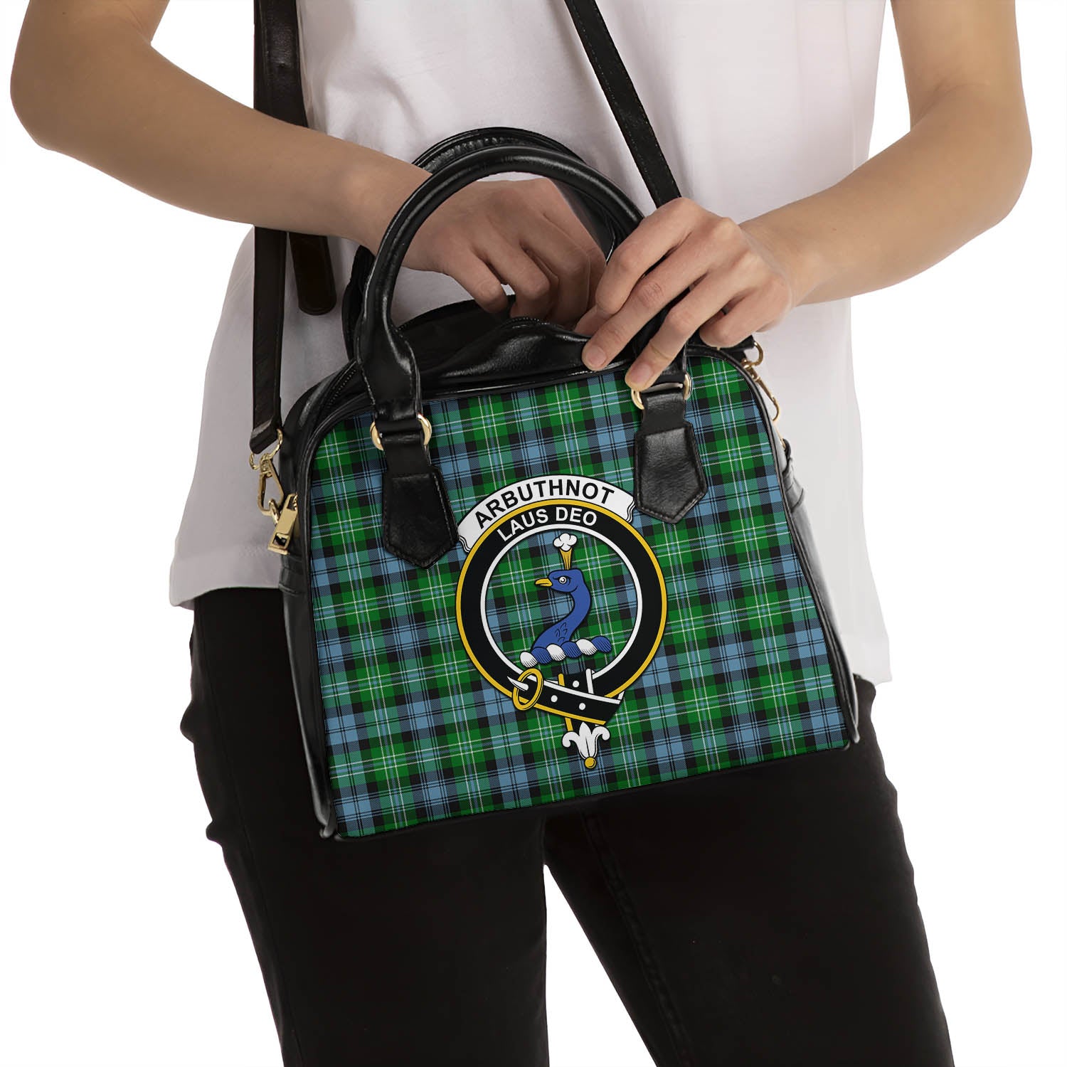 Arbuthnot Ancient Tartan Shoulder Handbags with Family Crest - Tartanvibesclothing