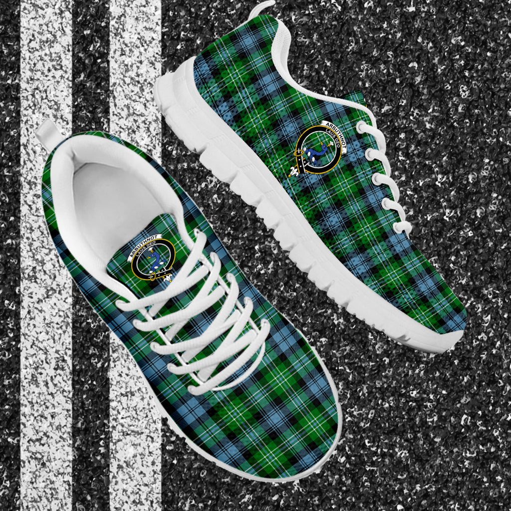 Arbuthnot Ancient Tartan Sneakers with Family Crest - Tartanvibesclothing