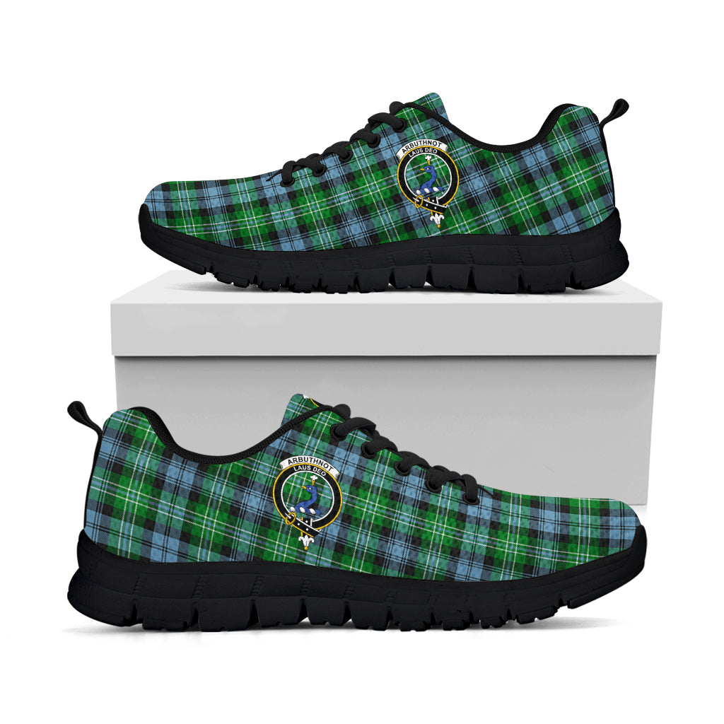 Arbuthnot Ancient Tartan Sneakers with Family Crest - Tartanvibesclothing