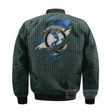 Arbuthnot Clan Crest In Me Tartan Bomber Jacket Scotland Flag Style