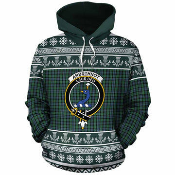 Arbuthnot Clan Tartan Christmas Cotton Hoodie with Family Crest - Tartan Vibes Clothing