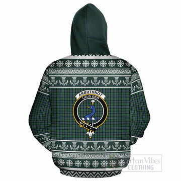 Arbuthnot Clan Tartan Christmas Cotton Hoodie with Family Crest - Tartan Vibes Clothing
