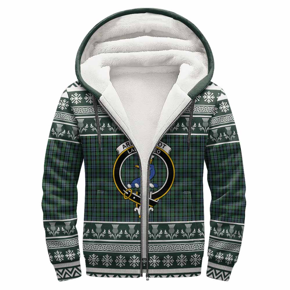 Arbuthnot Clan Tartan Christmas Fleece Hoodie with Family Crest - Tartan Vibes Clothing