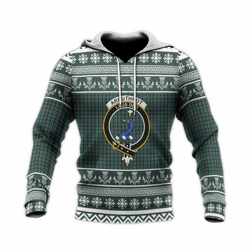 Arbuthnot Clan Tartan Christmas Knitted Hoodie with Family Crest - Tartan Vibes Clothing