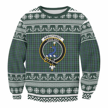 Arbuthnot Clan Tartan Christmas Sweatshirt with Family Crest - Tartan Vibes Clothing