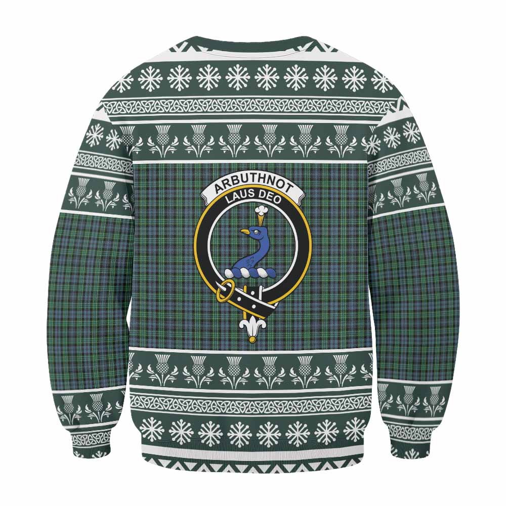 Arbuthnot Clan Tartan Christmas Sweatshirt with Family Crest - Tartan Vibes Clothing