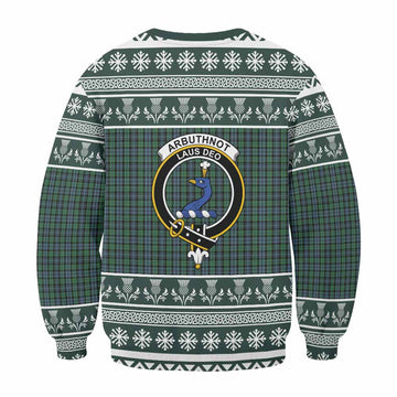 Arbuthnot Clan Tartan Christmas Sweatshirt with Family Crest - Tartan Vibes Clothing