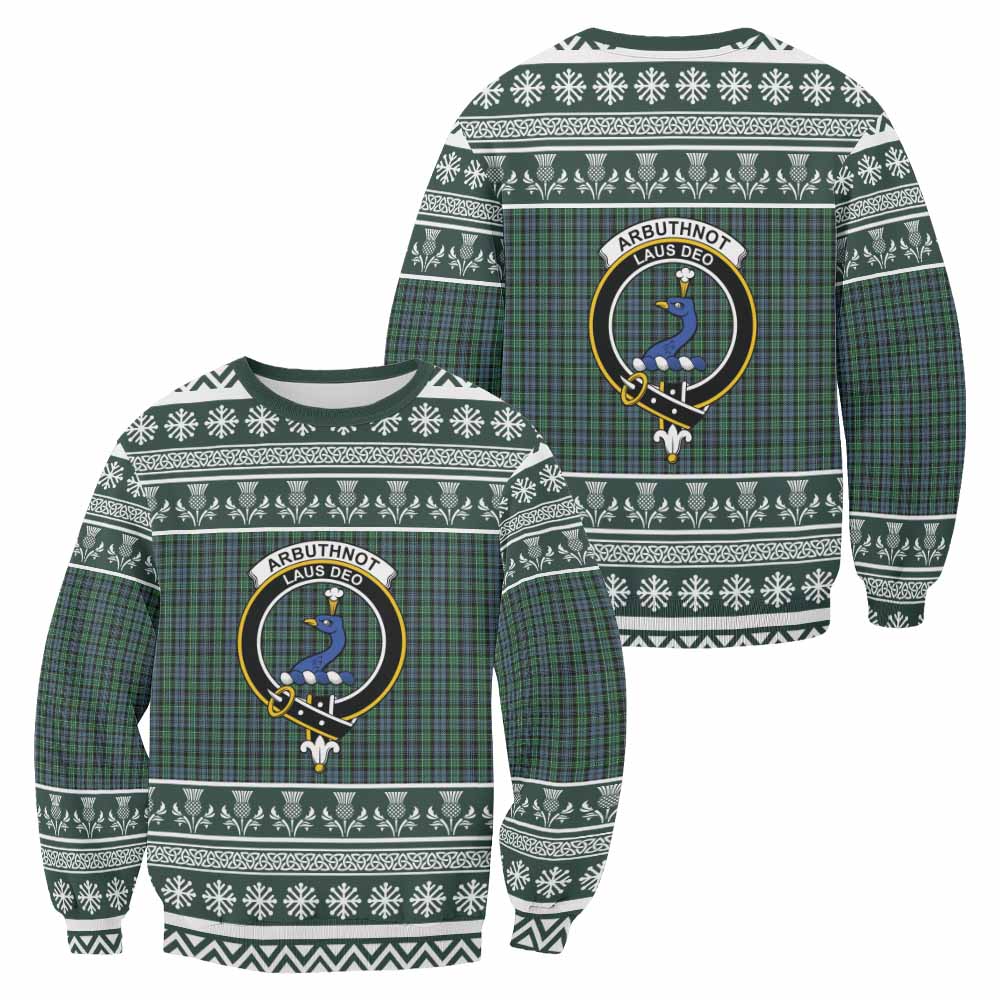 Arbuthnot Clan Tartan Christmas Sweatshirt with Family Crest - Tartan Vibes Clothing