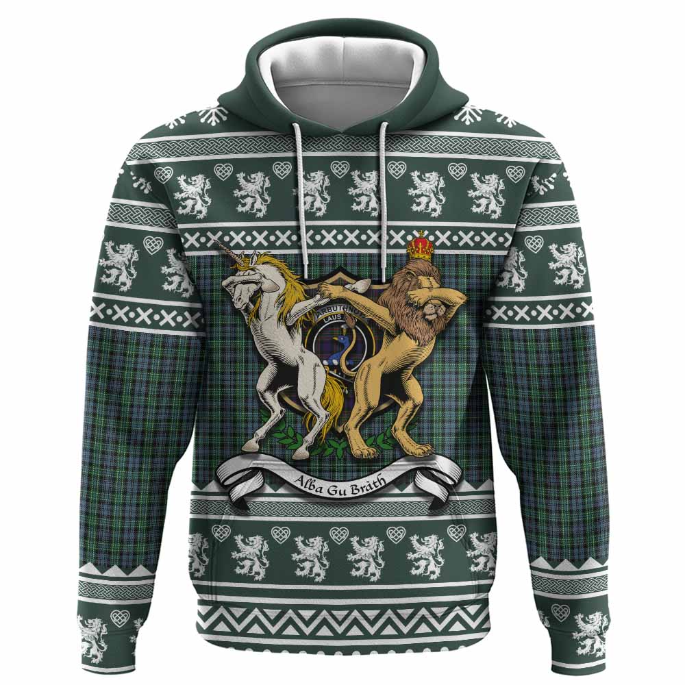 Arbuthnot Clan Tartan Crest Christmas Hoodie Coat of Arms Funny Style - Tartan Vibes Clothing