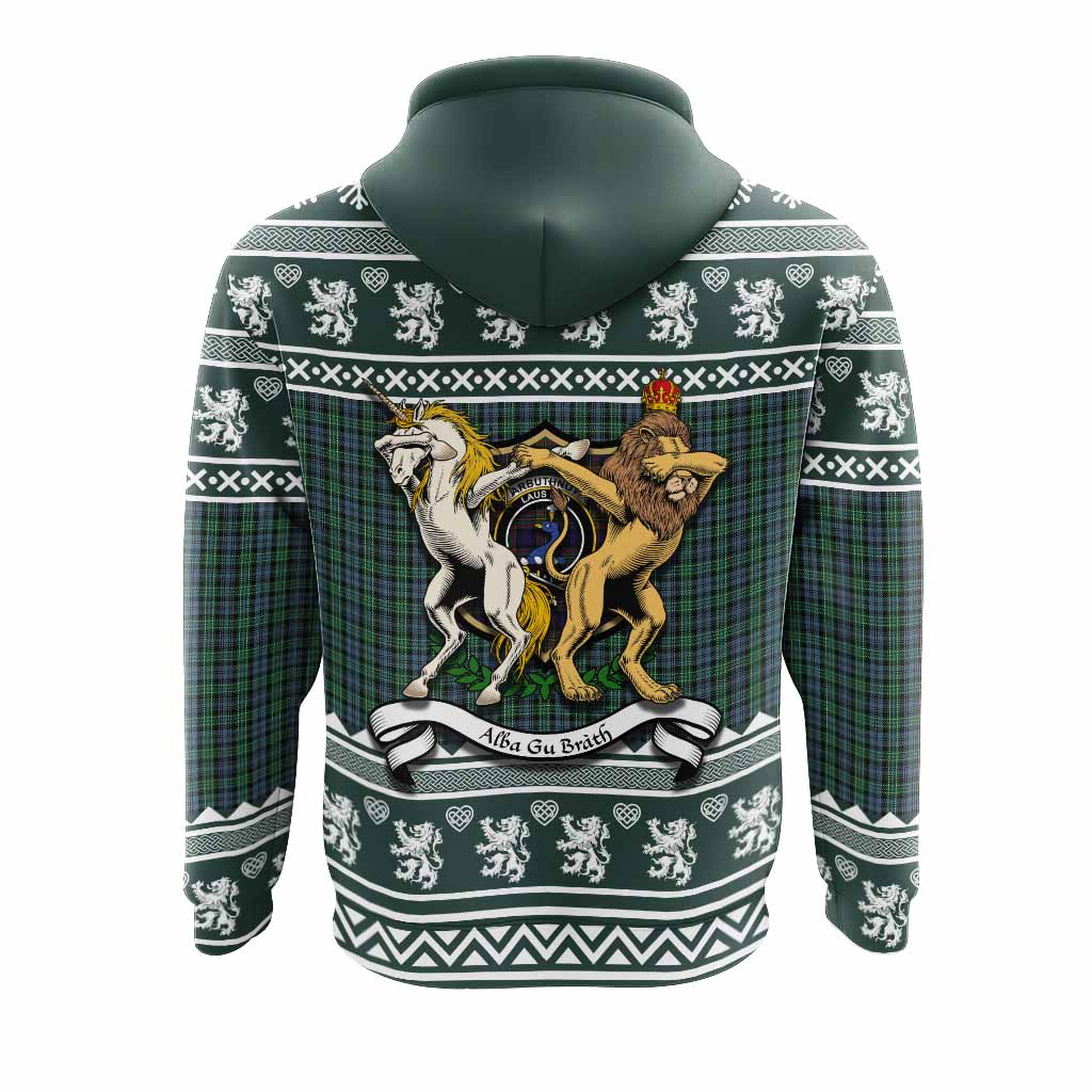 Arbuthnot Clan Tartan Crest Christmas Hoodie Coat of Arms Funny Style - Tartan Vibes Clothing