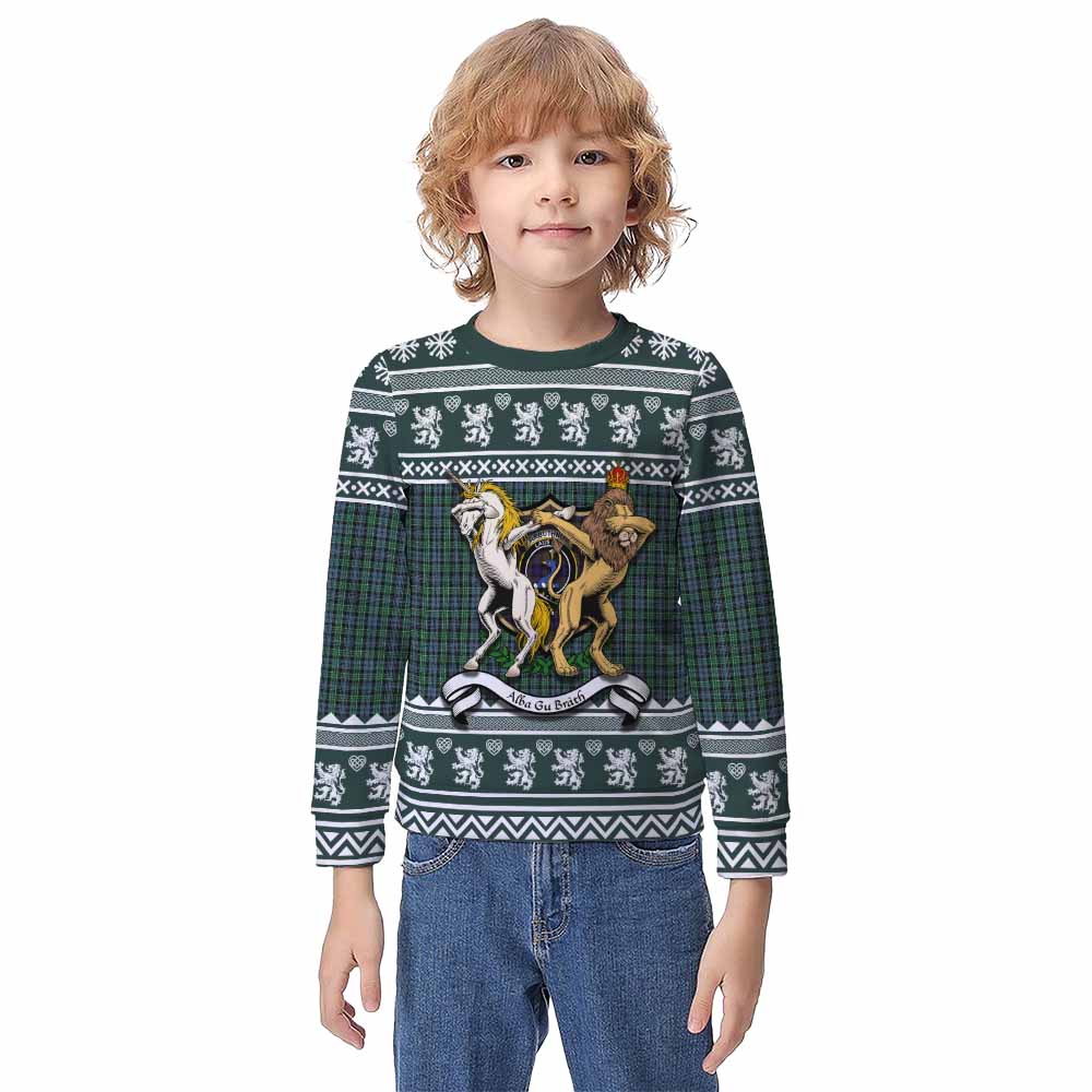 Arbuthnot Clan Tartan Crest Christmas Kid Ugly Sweatshirt Coat of Arms Funny Style - Tartan Vibes Clothing