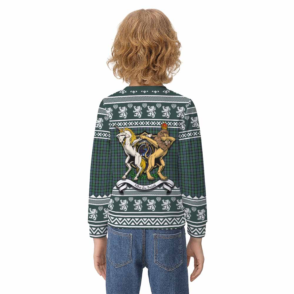 Arbuthnot Clan Tartan Crest Christmas Kid Ugly Sweatshirt Coat of Arms Funny Style - Tartan Vibes Clothing