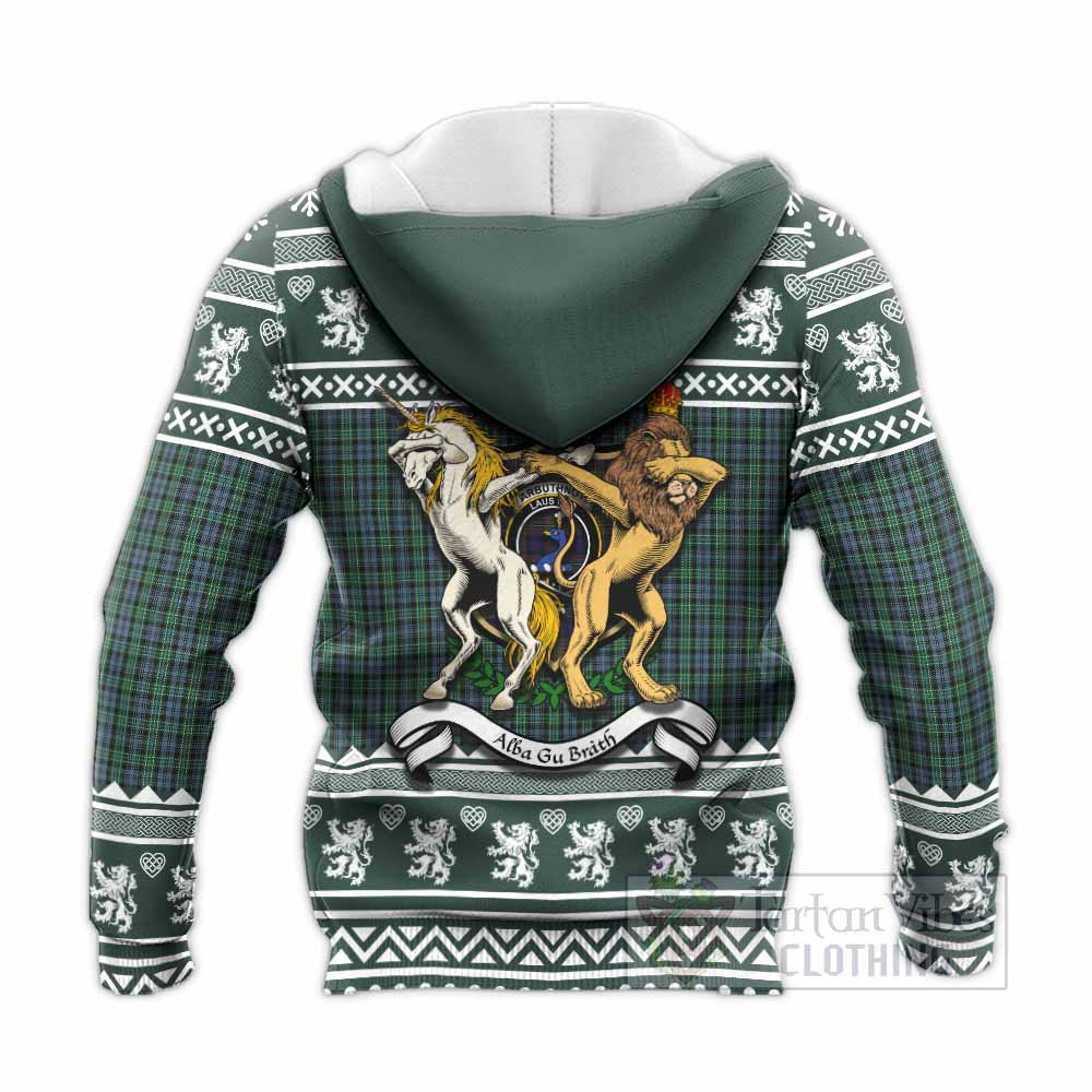 Arbuthnot Clan Tartan Crest Christmas Knitted Hoodie Coat of Arms Funny Style - Tartan Vibes Clothing