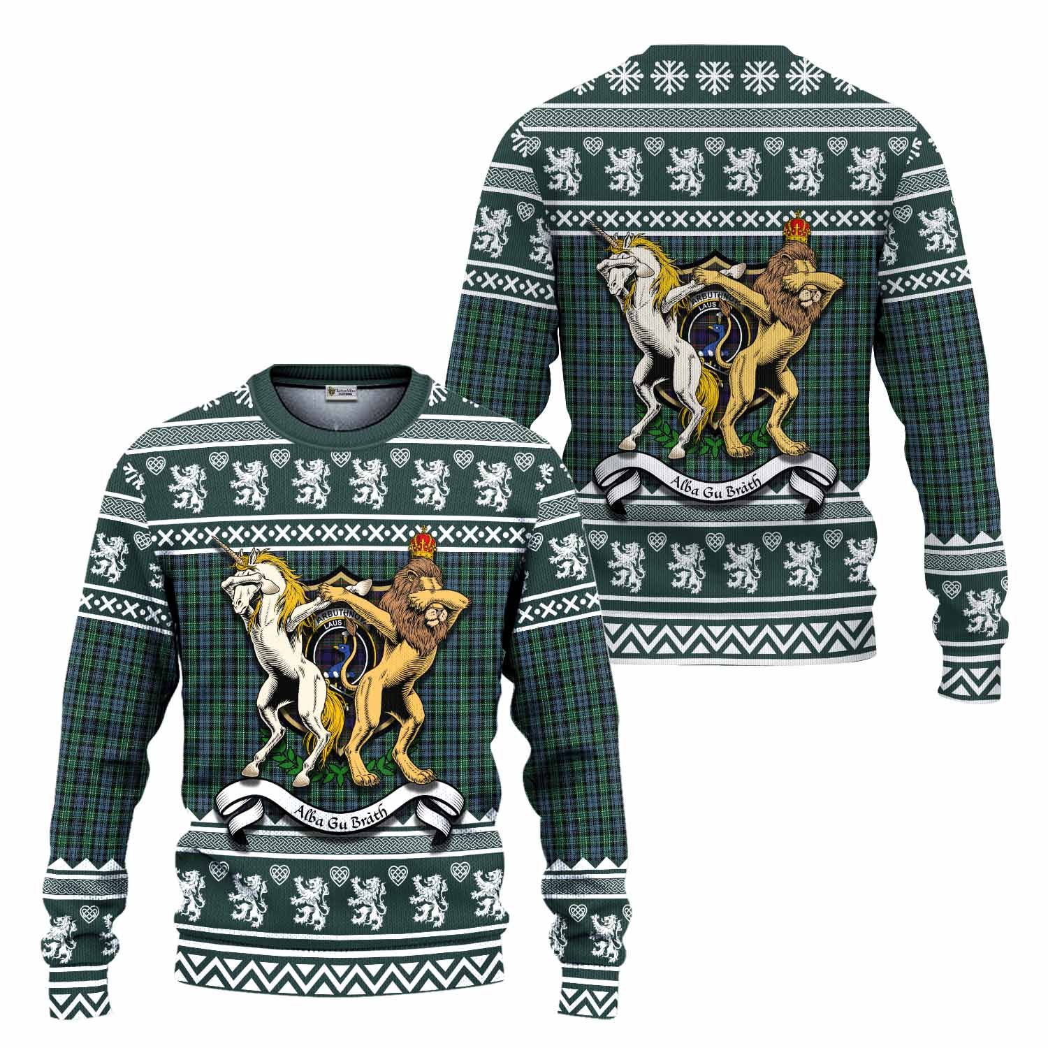 Arbuthnot Clan Tartan Crest Christmas Ugly Sweater Coat of Arms Funny Style - Tartan Vibes Clothing
