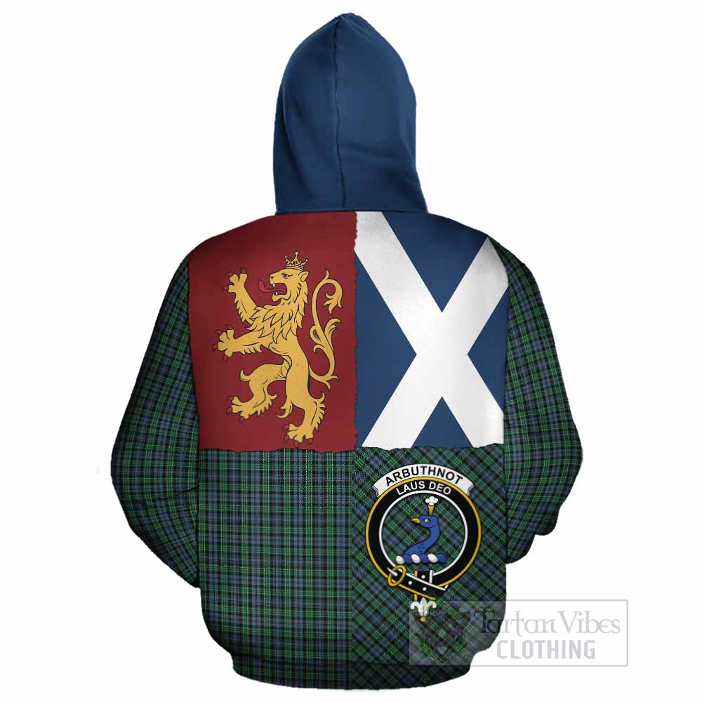 Arbuthnot Crest Tartan Cotton Hoodie with Lion Rampant Saltire Style - Tartan Vibes Clothing