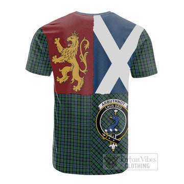 Arbuthnot Crest Tartan Cotton T-shirt with Lion Rampant Saltire Style