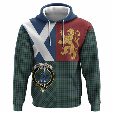 Arbuthnot Crest Tartan Hoodie with Lion Rampant Saltire Style
