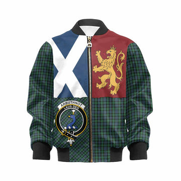 Arbuthnot Crest Tartan Kid Bomber Jacket with Lion Rampant Saltire Style - Tartan Vibes Clothing