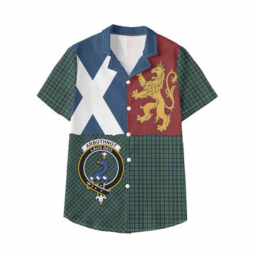 Arbuthnot Crest Tartan Kid Hawaiian Shirt with Lion Rampant Saltire Style - Tartan Vibes Clothing