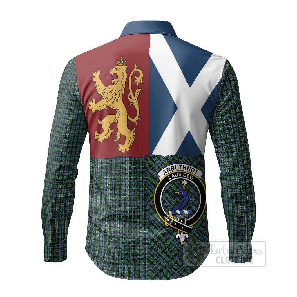 Arbuthnot Crest Tartan Long Sleeve Button Shirts with Lion Rampant Saltire Style