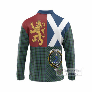 Arbuthnot Crest Tartan Long Sleeve Polo Shirt with Lion Rampant Saltire Style