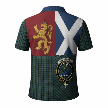 Arbuthnot Crest Tartan Polo Shirt with Lion Rampant Saltire Style