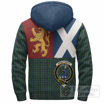 Arbuthnot Crest Tartan Sherpa Hoodie with Lion Rampant Saltire Style