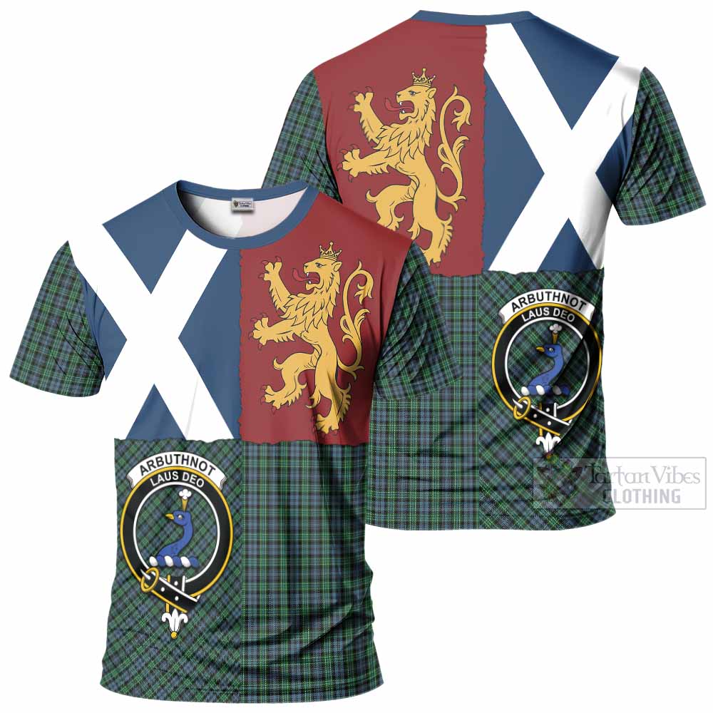 Arbuthnot Crest Tartan T-Shirt with Lion Rampant Saltire Style