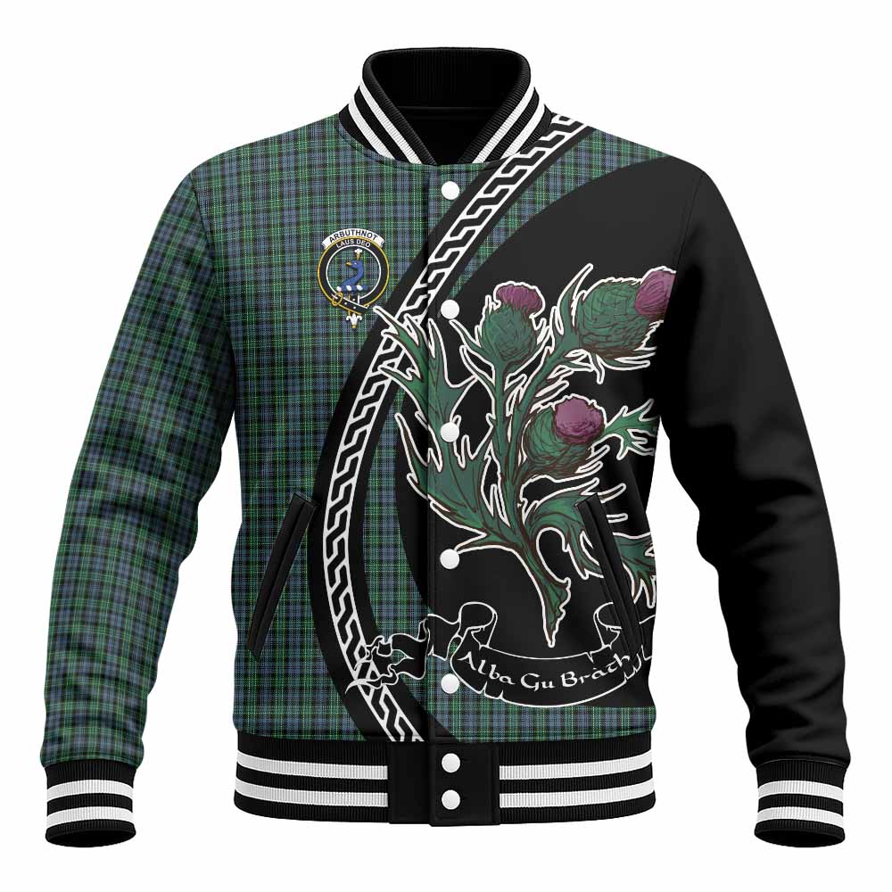 Arbuthnot Family Crest Tartan Baseball Jacket Alba Thistle Inspired - Tartan Vibes Clothing