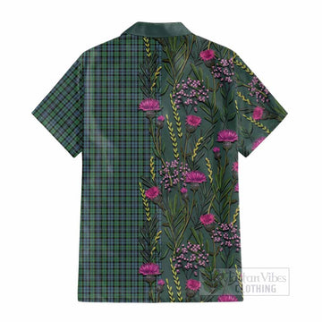 Arbuthnot Family Crest Tartan Cotton Hawaiian Shirt Scottish Thistle Flower Pattern Half Style - Tartan Vibes Clothing