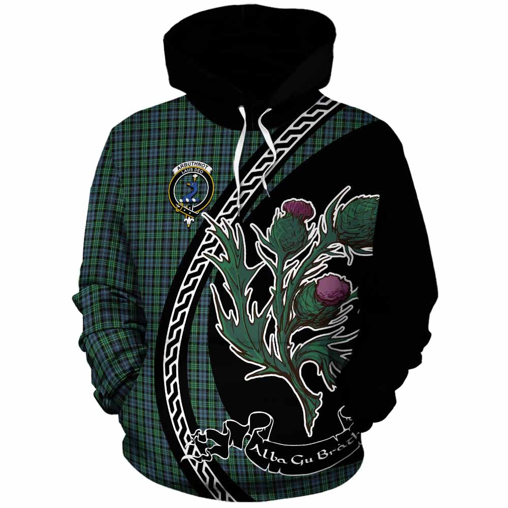 Arbuthnot Family Crest Tartan Cotton Hoodie Alba Thistle Inspired - Tartan Vibes Clothing