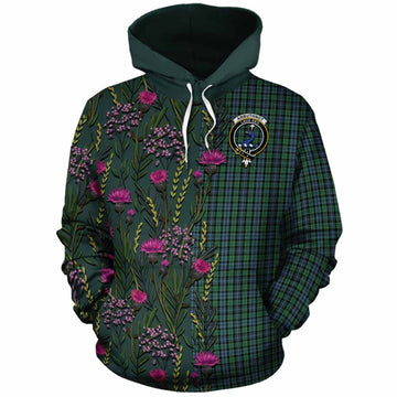 Arbuthnot Family Crest Tartan Cotton Hoodie Scottish Thistle Flower Pattern Half Style - Tartan Vibes Clothing