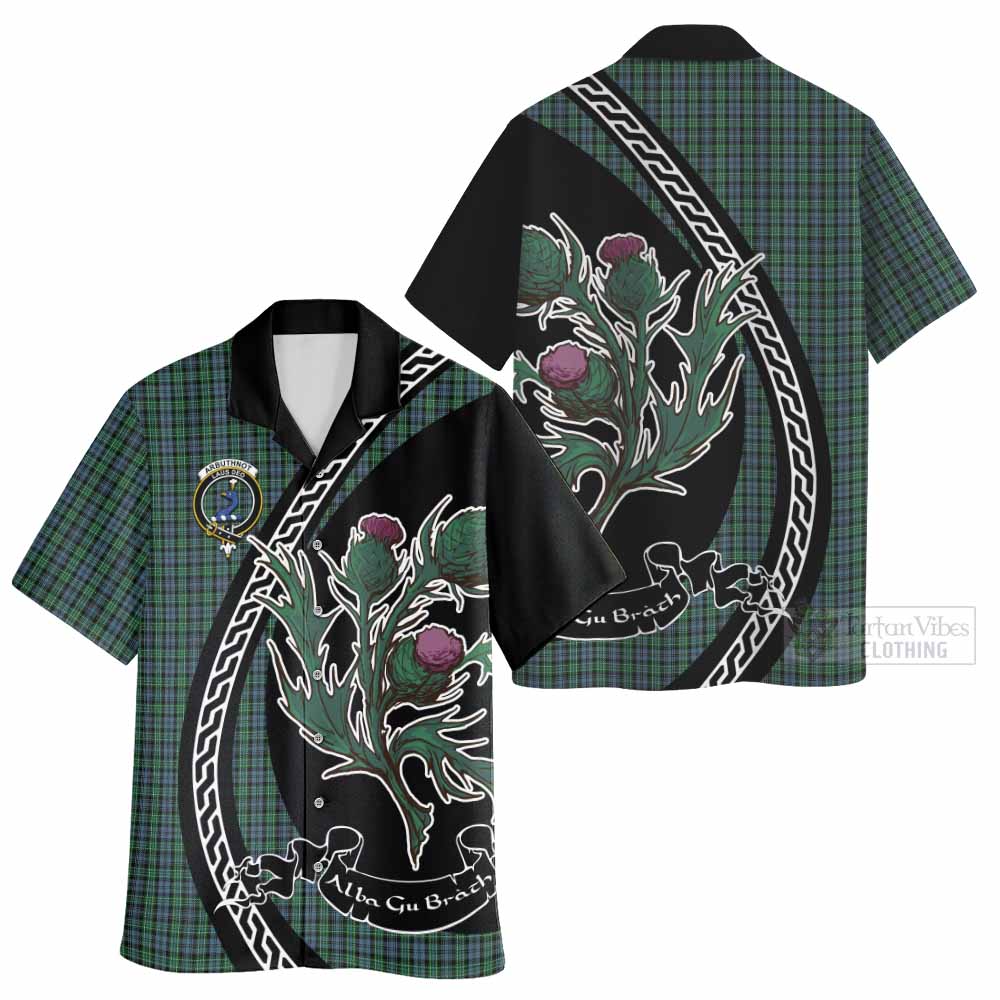 Arbuthnot Family Crest Tartan Hawaiian Shirt Alba Thistle Inspired - Tartan Vibes Clothing