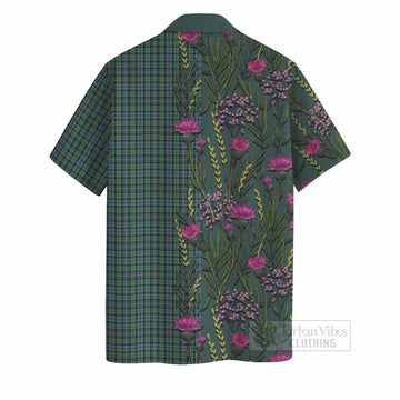Arbuthnot Family Crest Tartan Hawaiian Shirt Scottish Thistle Flower Pattern Half Style - Tartan Vibes Clothing