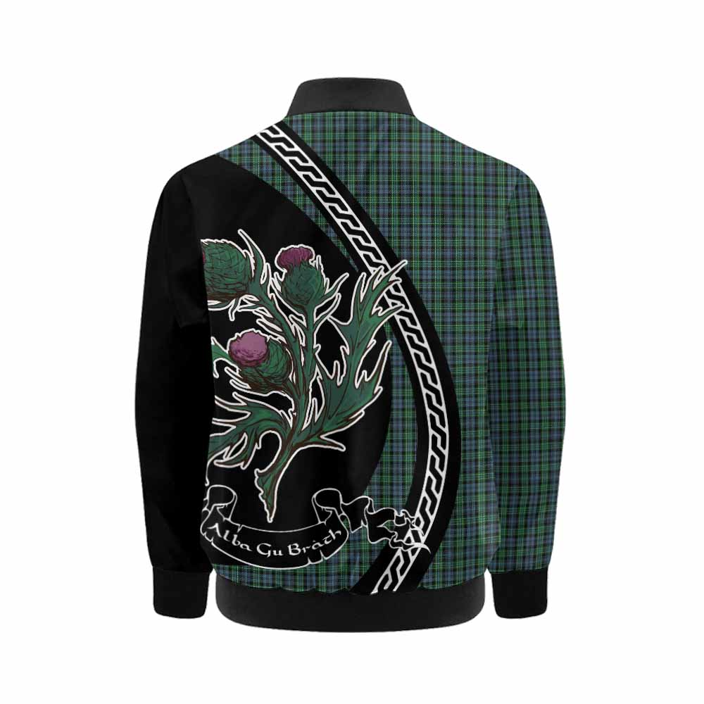 Arbuthnot Family Crest Tartan Kid Bomber Jacket Alba Thistle Inspired - Tartan Vibes Clothing