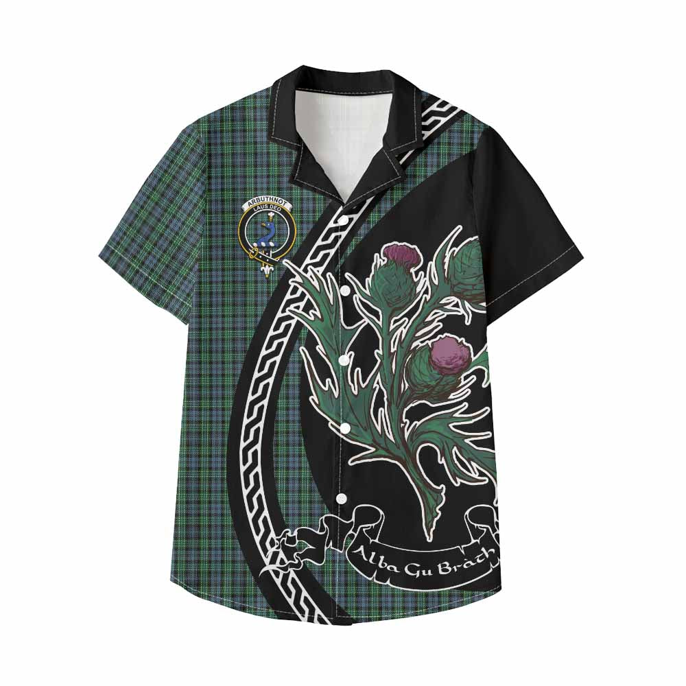 Arbuthnot Family Crest Tartan Kid Hawaiian Shirt Alba Thistle Inspired - Tartan Vibes Clothing