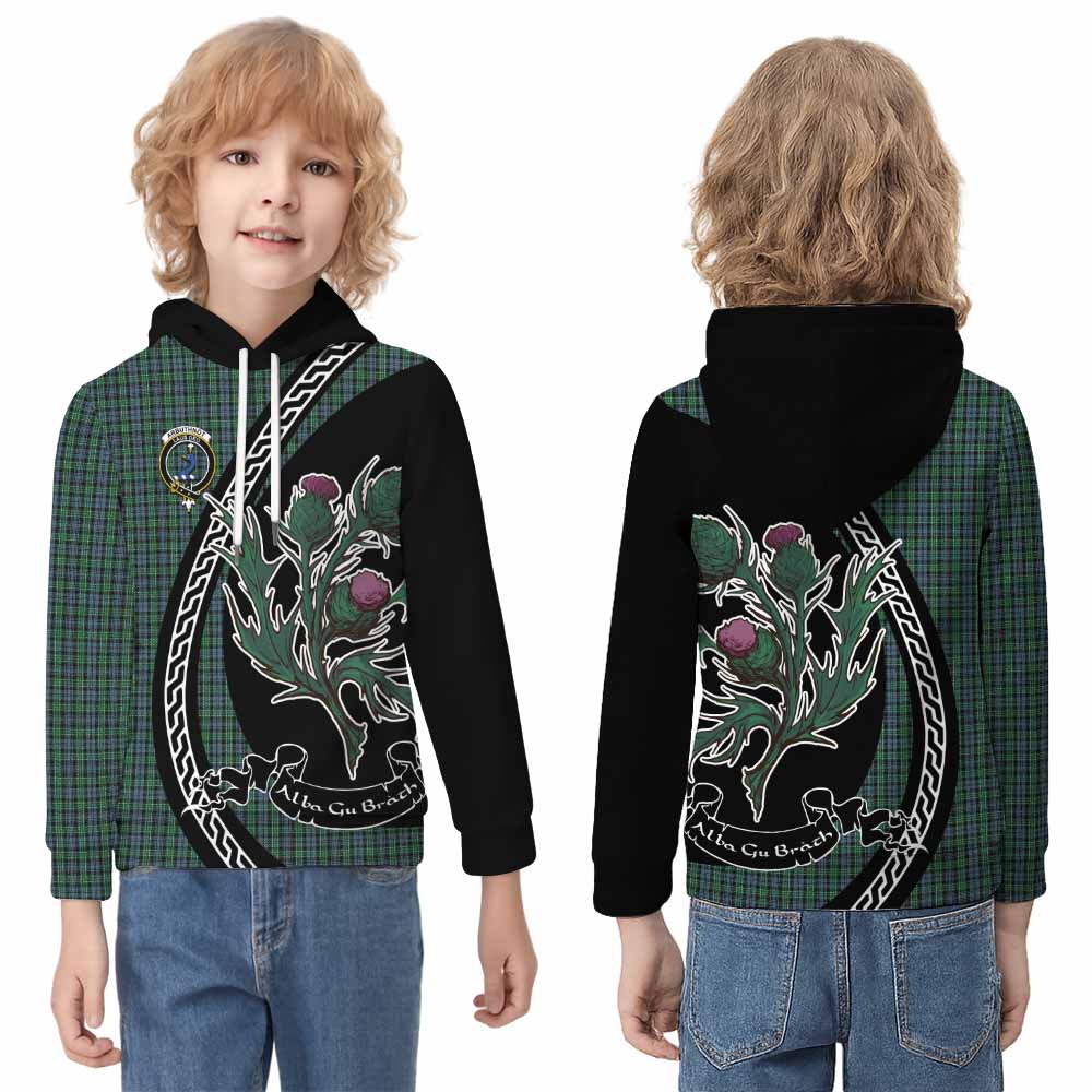 Arbuthnot Family Crest Tartan Kid Hoodie Alba Thistle Inspired - Tartan Vibes Clothing