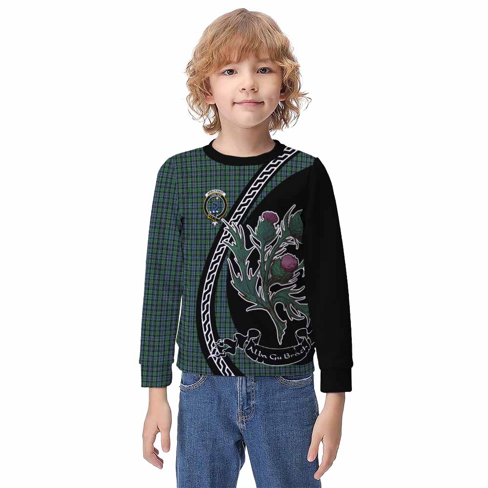 Arbuthnot Family Crest Tartan Kid Knitted Sweatshirt Alba Thistle Inspired - Tartan Vibes Clothing