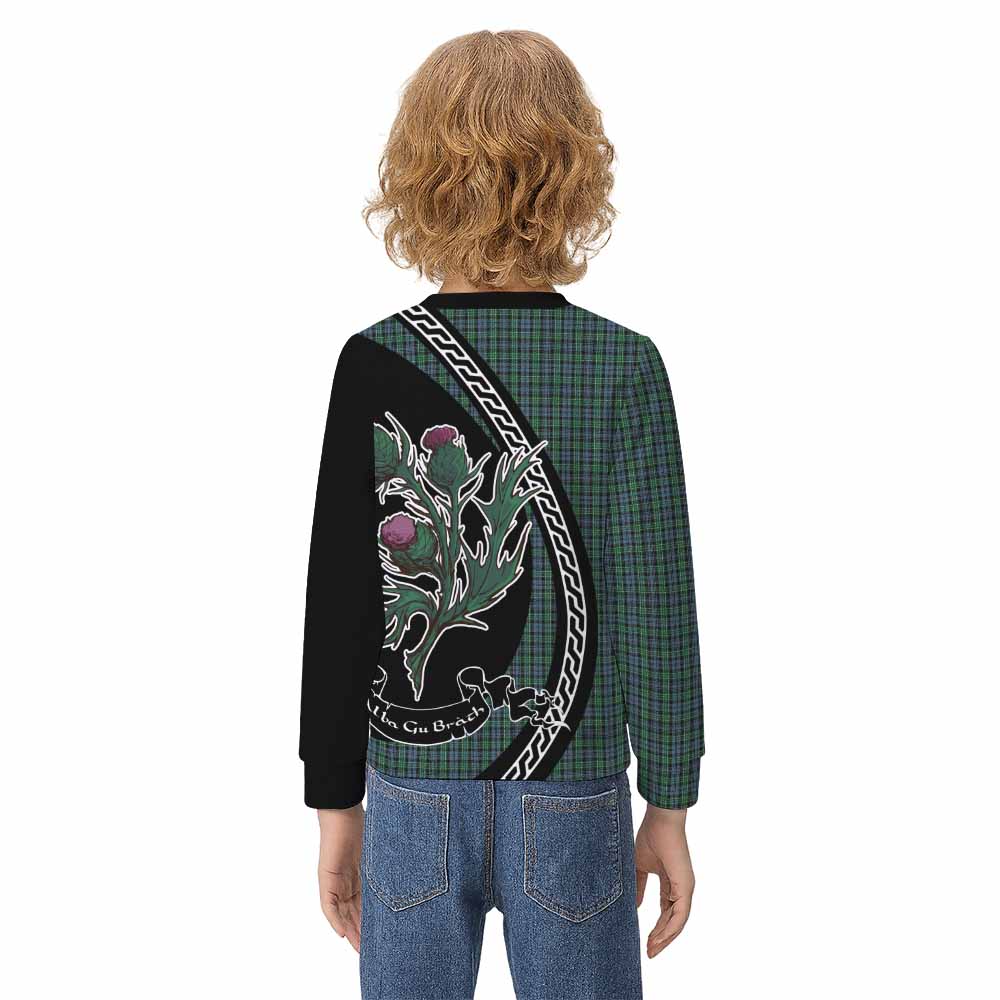 Arbuthnot Family Crest Tartan Kid Knitted Sweatshirt Alba Thistle Inspired - Tartan Vibes Clothing