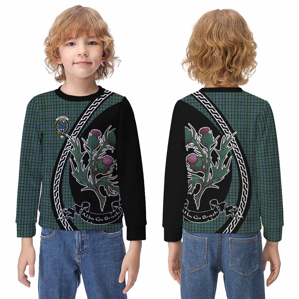 Arbuthnot Family Crest Tartan Kid Knitted Sweatshirt Alba Thistle Inspired - Tartan Vibes Clothing