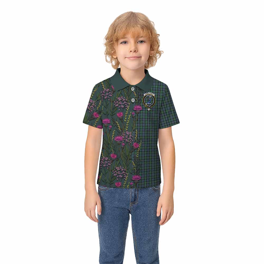Arbuthnot Family Crest Tartan Kid Polo Shirt Scottish Thistle Flower Pattern Half Style - Tartan Vibes Clothing