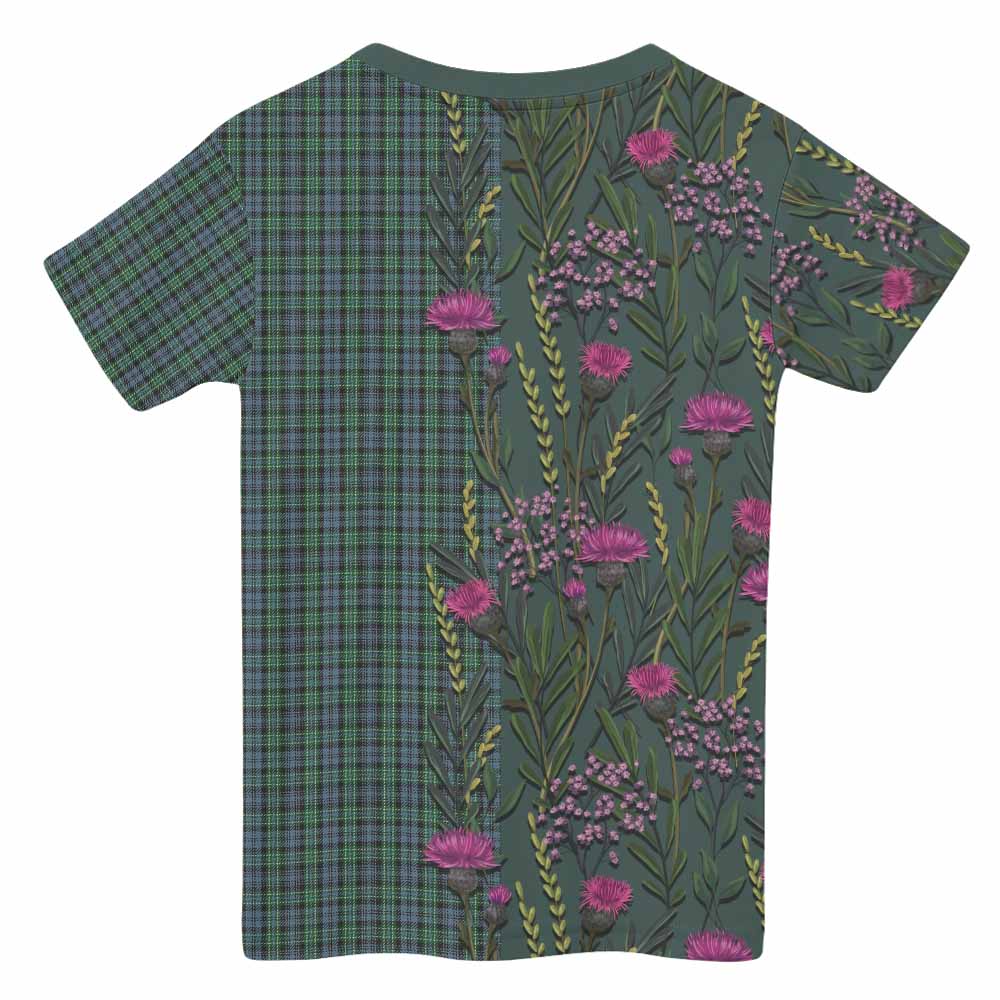 Arbuthnot Family Crest Tartan Kid T-shirt Scottish Thistle Flower Pattern Half Style - Tartan Vibes Clothing