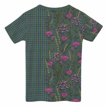 Arbuthnot Family Crest Tartan Kid T-shirt Scottish Thistle Flower Pattern Half Style - Tartan Vibes Clothing