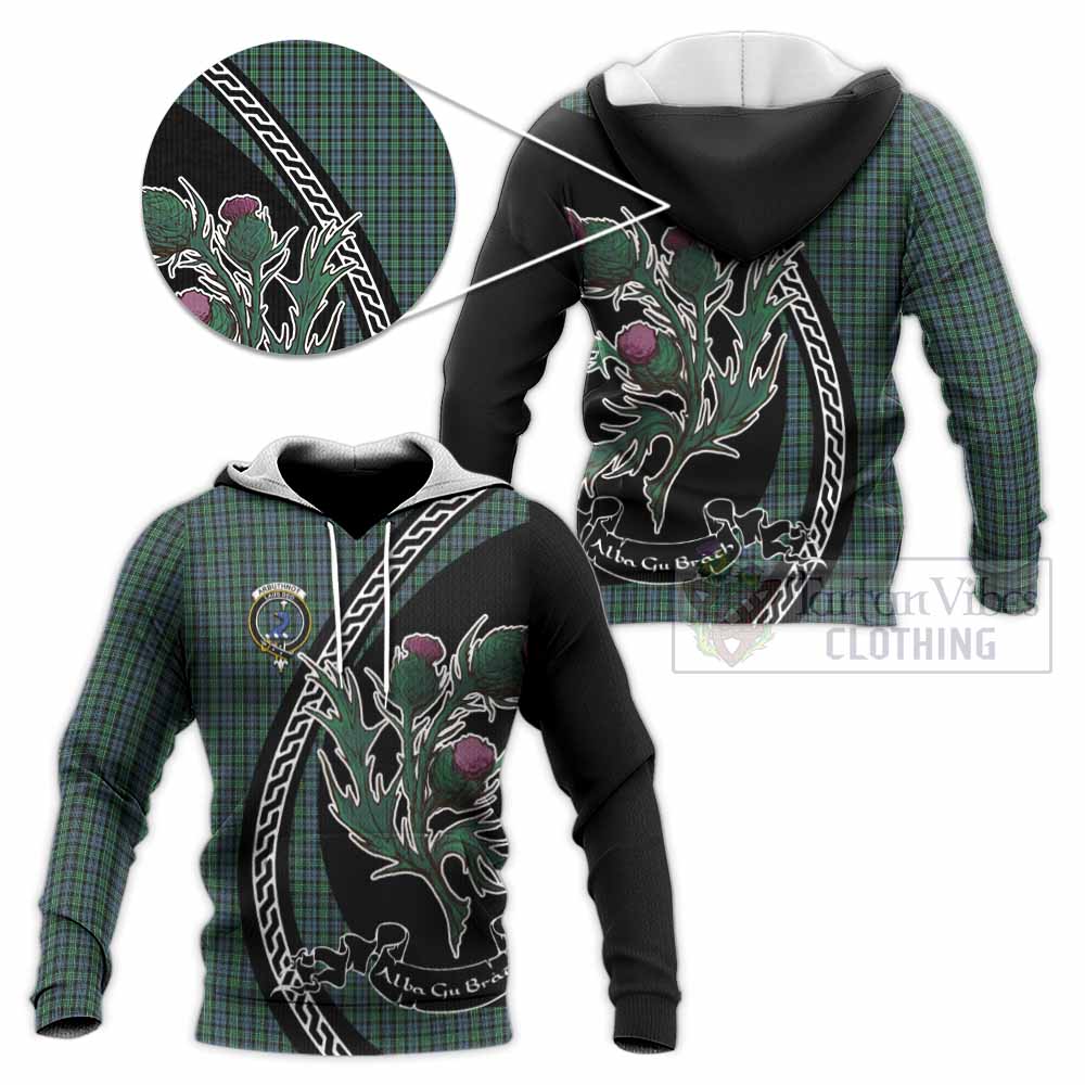 Arbuthnot Family Crest Tartan Knitted Hoodie Alba Thistle Inspired - Tartan Vibes Clothing