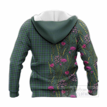 Arbuthnot Family Crest Tartan Knitted Hoodie Scottish Thistle Flower Pattern Half Style - Tartan Vibes Clothing