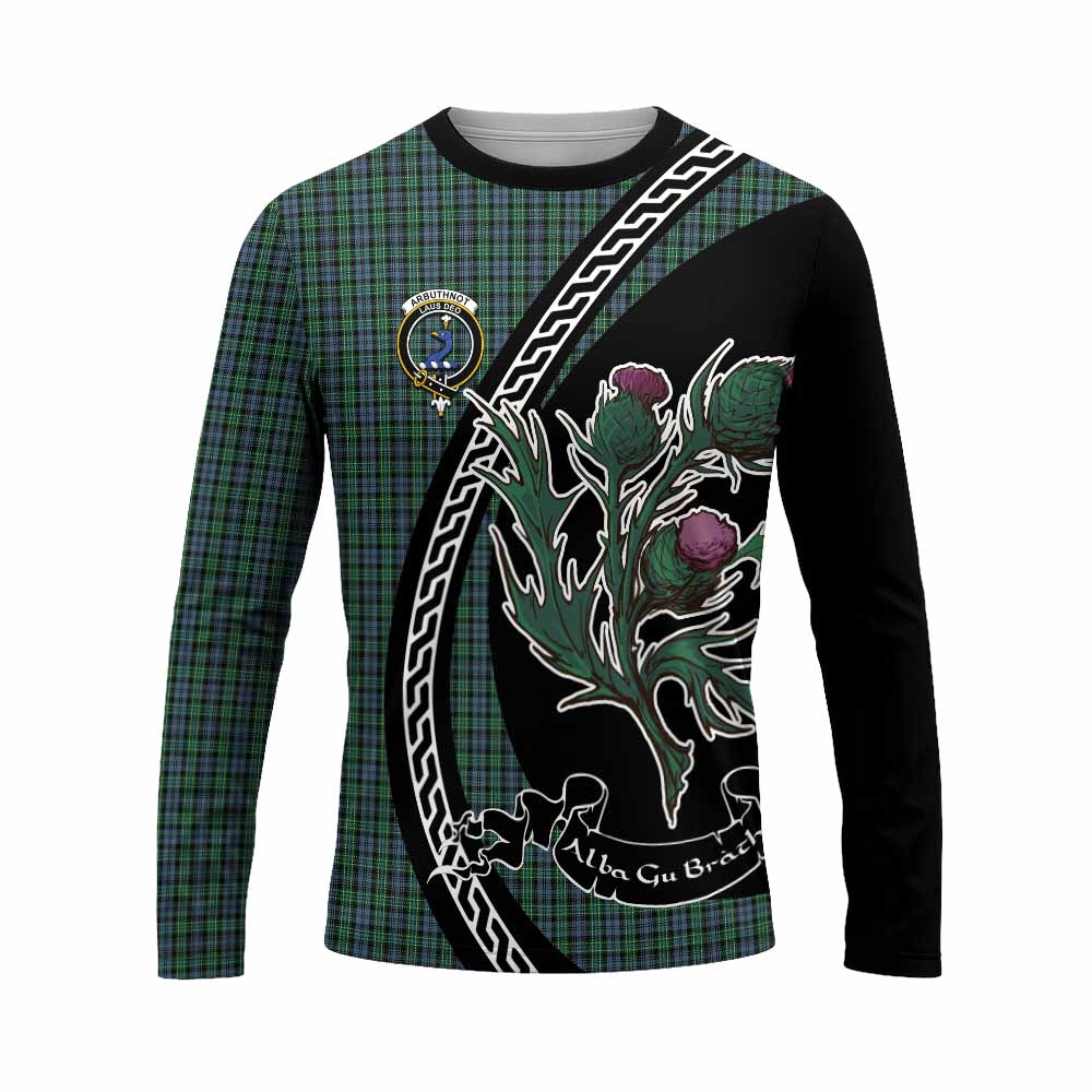 Arbuthnot Family Crest Tartan Long Sleeve T-Shirt Alba Thistle Inspired - Tartan Vibes Clothing