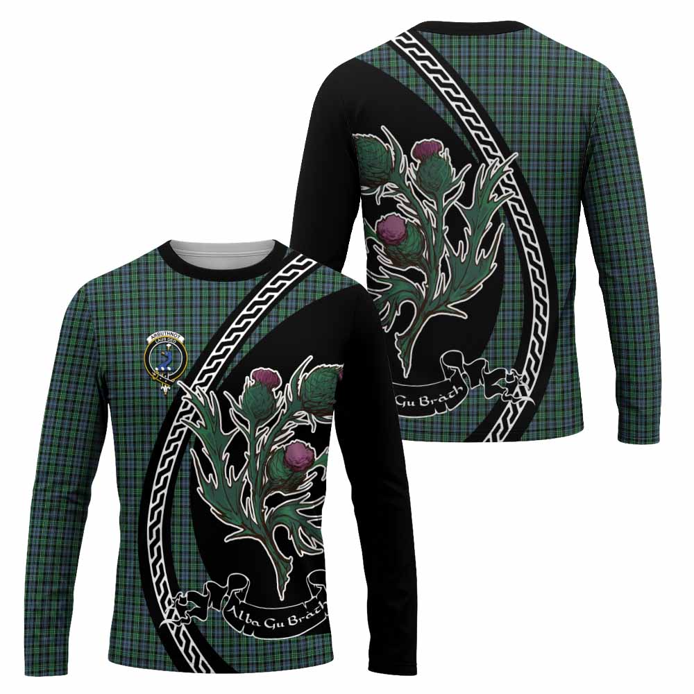 Arbuthnot Family Crest Tartan Long Sleeve T-Shirt Alba Thistle Inspired - Tartan Vibes Clothing