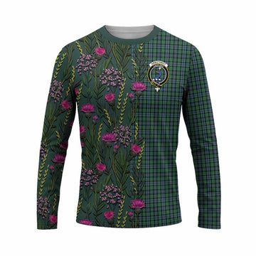 Arbuthnot Family Crest Tartan Long Sleeve T-Shirt Scottish Thistle Flower Pattern Half Style - Tartan Vibes Clothing