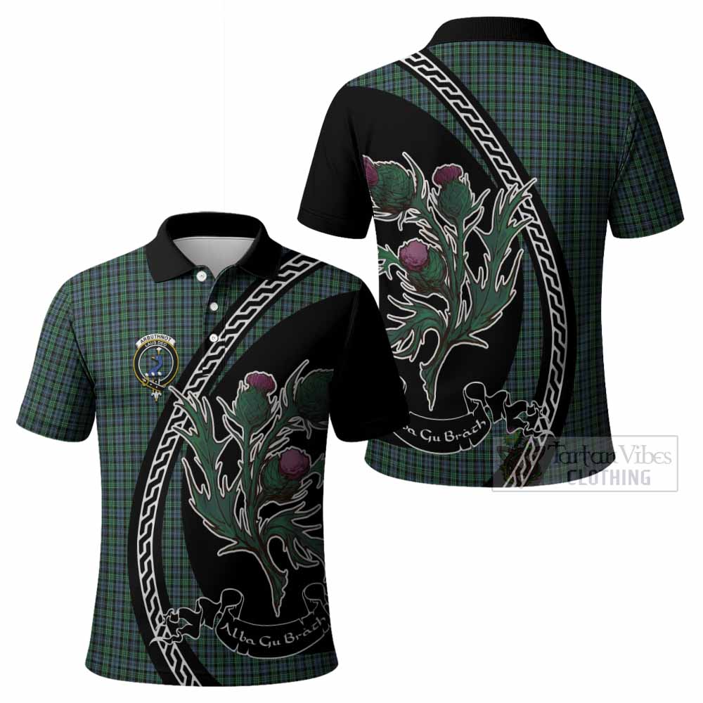 Arbuthnot Family Crest Tartan Polo Shirt Alba Thistle Inspired - Tartan Vibes Clothing