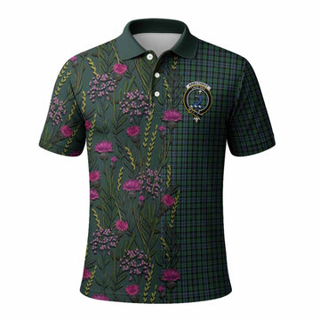 Arbuthnot Family Crest Tartan Polo Shirt Scottish Thistle Flower Pattern Half Style - Tartan Vibes Clothing